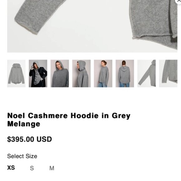 John Patrick Organic Noel 100% Cashmere Hoodie in Grey Melange - Women's XS - Picture 9 of 9